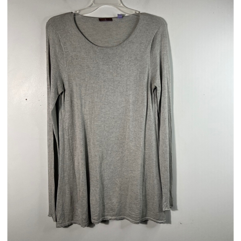 Womens Cullen Silk Cotton Cashmere Tunic‎ Sweater Lightweight Long Sleeve Gray M